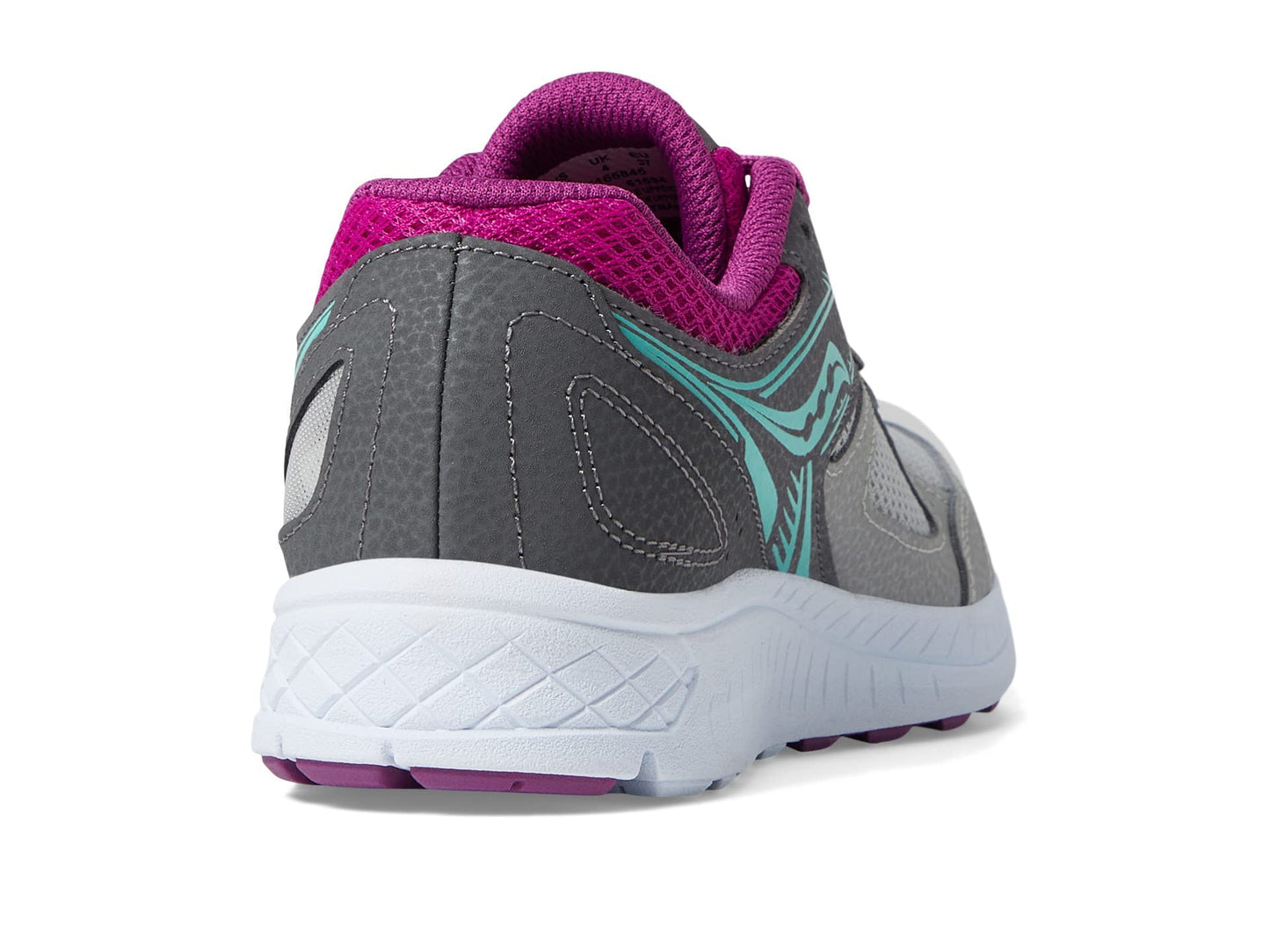 Saucony Cohesion 14 Lace to Toe Running Shoe, Grey/Magenta/Turq, 1.5 US Unisex Big Kid