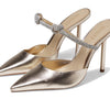 SCHUTZ Women's Pearl Pin Heel Mule, Platina/Crystal, 8