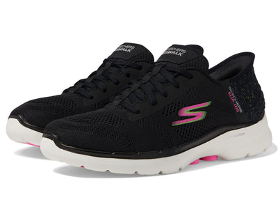 Skechers Go Walk 6 Vivid Idea Hands Free Slip-Ins Black/Multi 9 B (M)