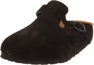 Birkenstock Unisex Boston Soft Footbed, Black Suede, 38 M EU