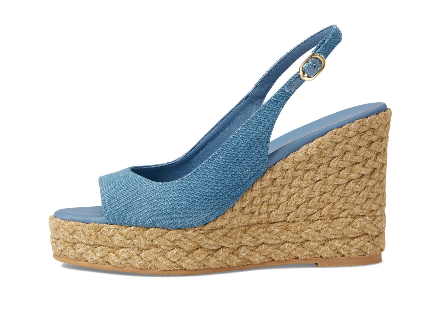 Stuart Weitzman Island Peep-Toe Espadrille Wedge Washed/Natural 5.5 B