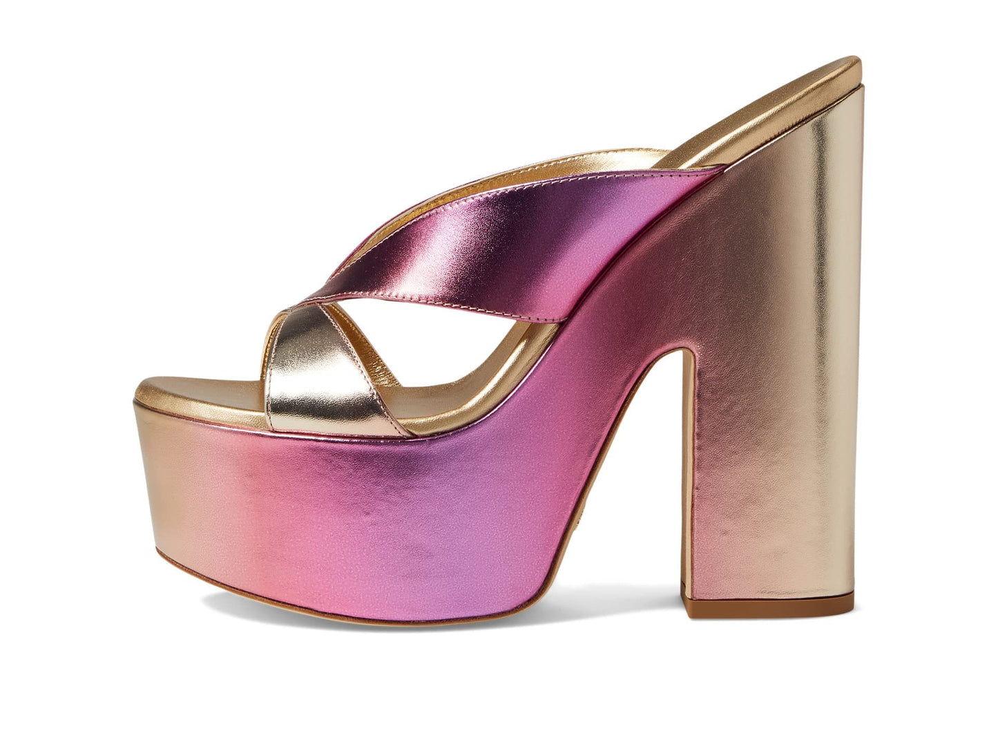 Stuart Weitzman Miami Sohigh 145 Platform Slide Hot Pink Multi 7.5 B