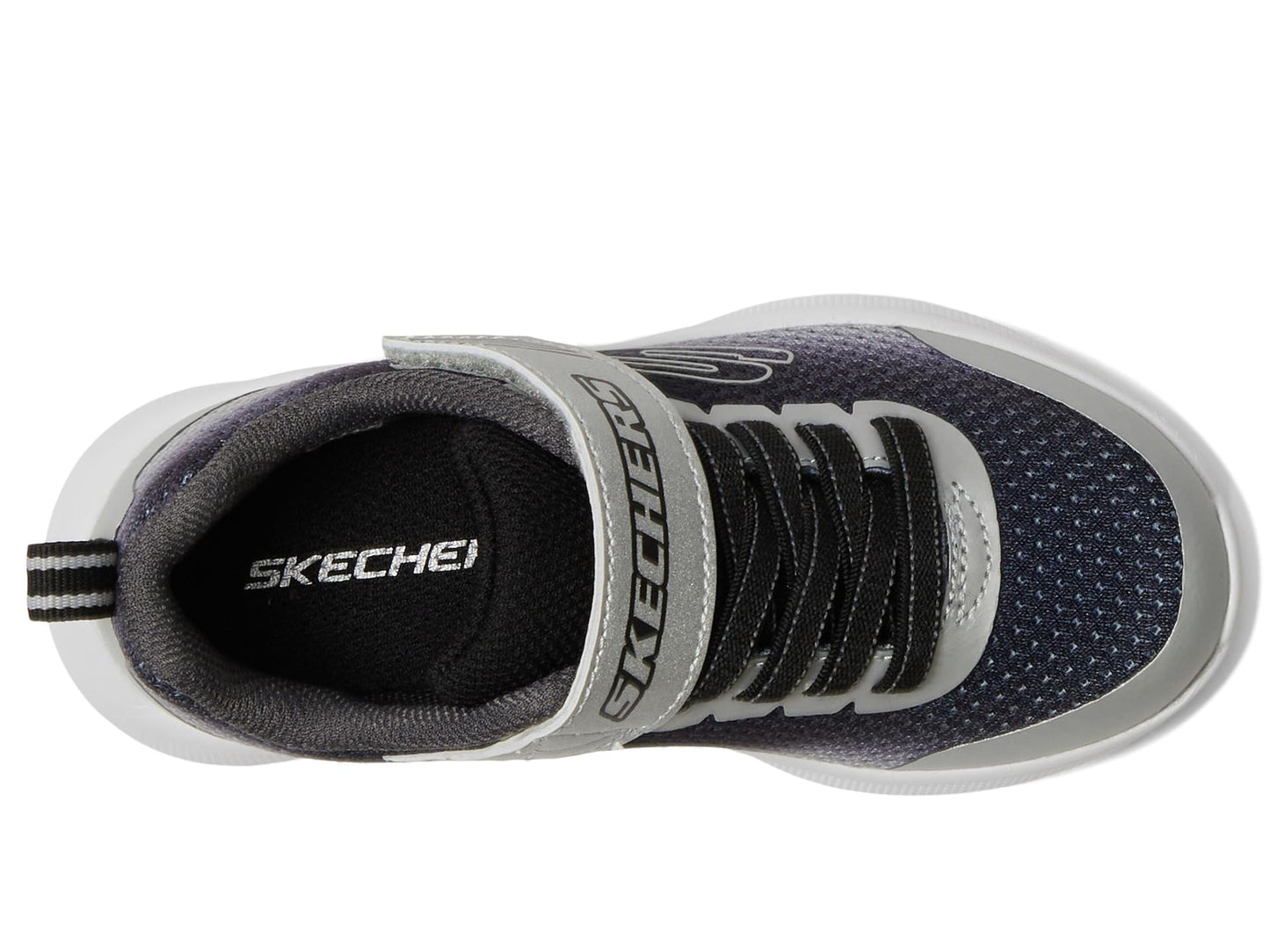 Skechers Kids Boys Microspec - Zorva Sneaker, Black/Silver, 4.5 Big Kid