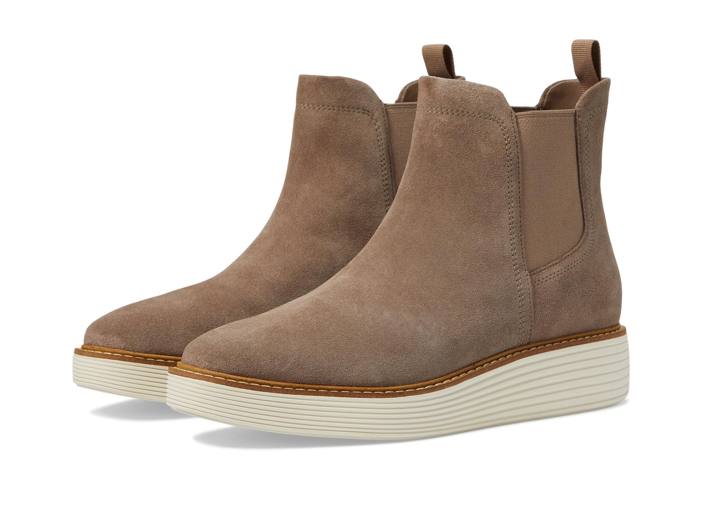 Cole Haan Women's Originalgrand Platform Chelsea Boot, Irish Coffee Suede/Ivory Waterproof, 10