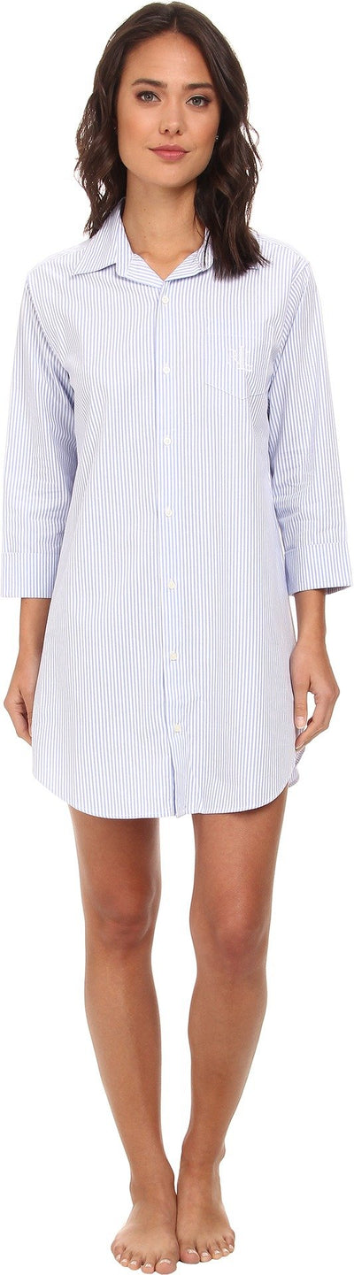 Lauren Ralph Lauren Essentials Striped His Shirt Carissa Bengal Stripe French Blue/White LG (US 12-14)