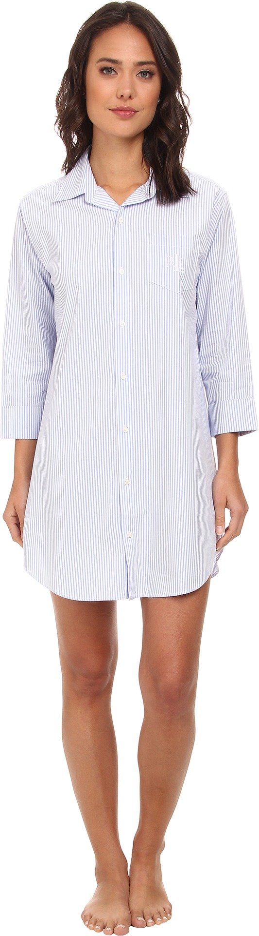 Lauren Ralph Lauren Essentials Striped His Shirt Carissa Bengal Stripe French Blue/White MD (US 8-10)