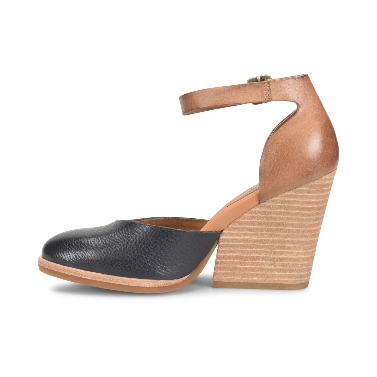 KORK-EASE Women's Christie Wedge, Hand-Finished Leather, Breathable Lining, High-Traction Rubber Outsole, Black/Brown, 9M US