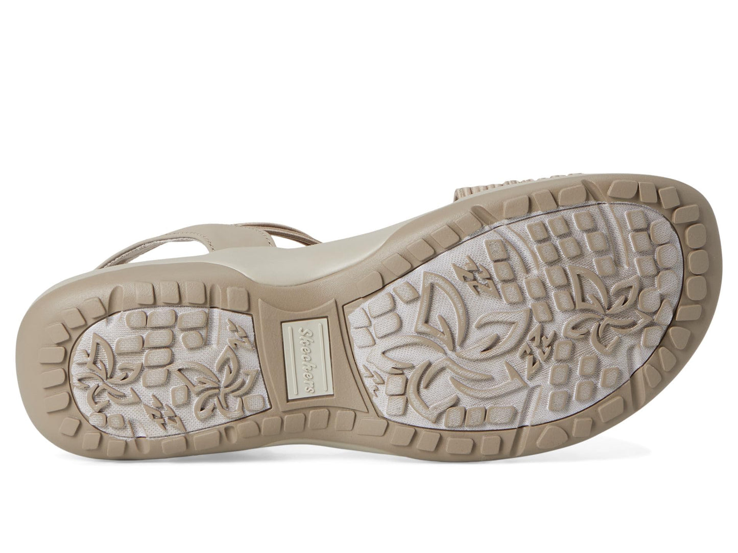 Skechers Women's REGGAE SLIM - COFFEE RUN, Adjustable Stretch Gore Sling Back Sandal, Taupe, 8M