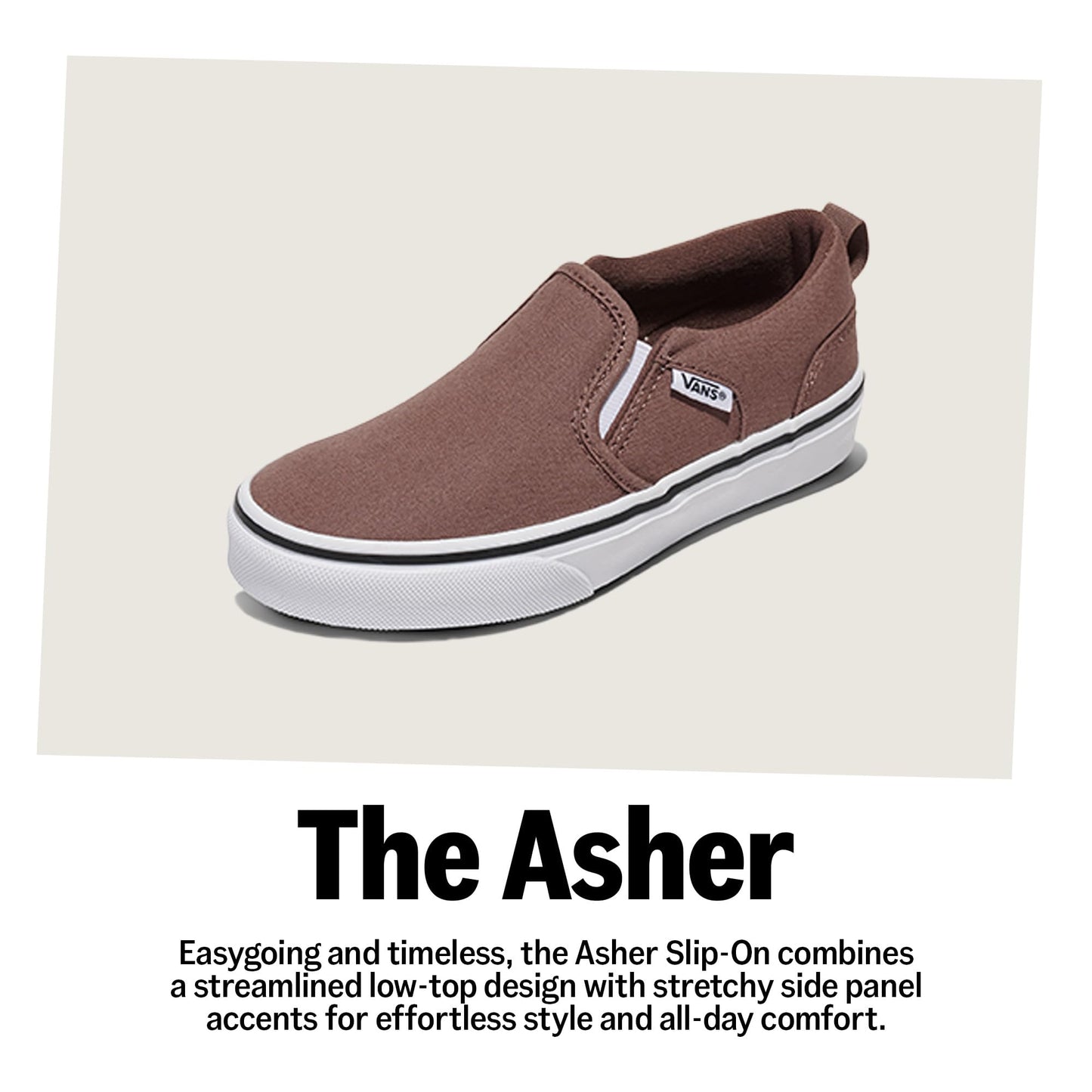 Vans Youth Asher Slip-On Shoe | Kids' Sneakers for Boys & Girls, Everyday Wear, School & Fashion, Canvas True Navy, 4