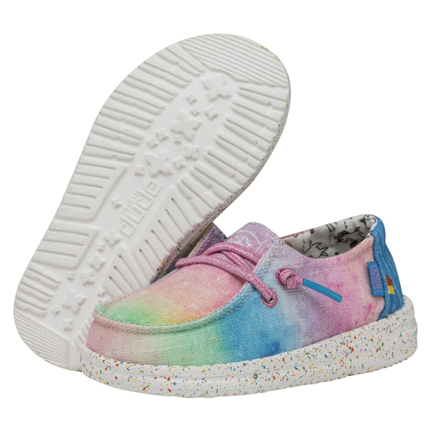 HEYDUDE Girl's Toddler Wendy Dreamer Slip On Shoe, Magic Size 8 | Lightweight Loafer with Elastic Laces