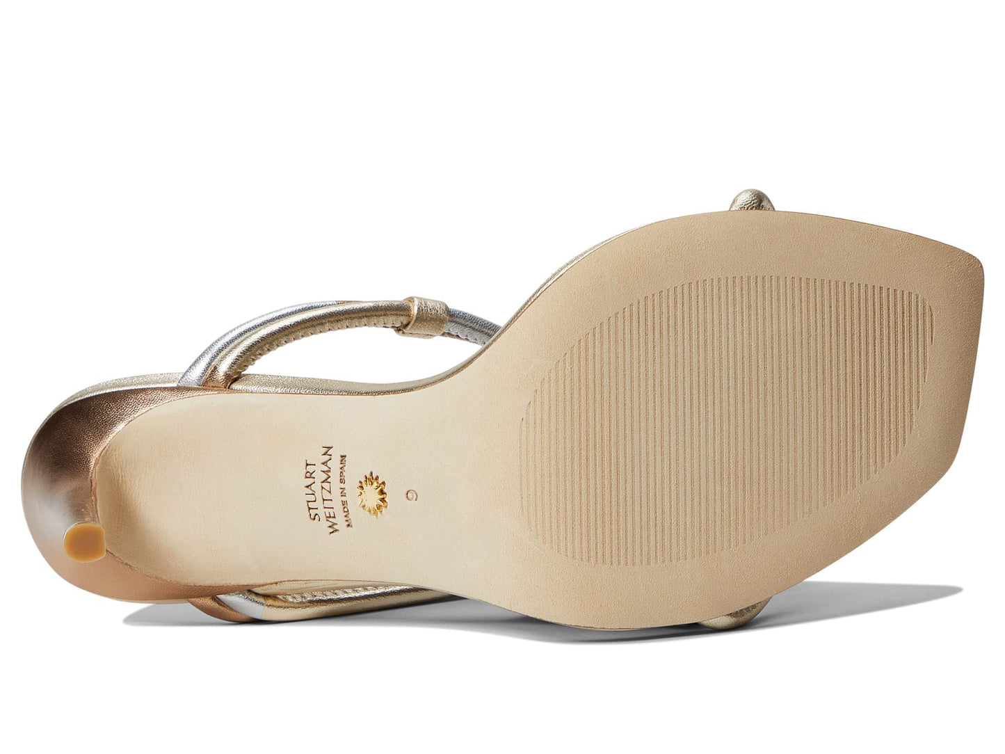 Stuart Weitzman Womens Woven Knot 100 Sandal Silver/Platino/Gold 6 M