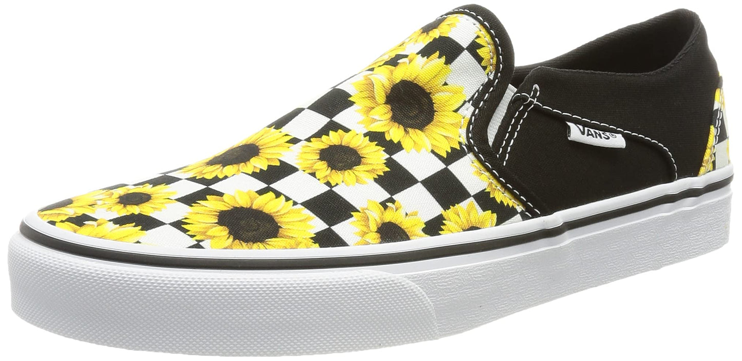 Vans Women's WM Asher Sneaker, Sunflower Checker Multi White, 6
