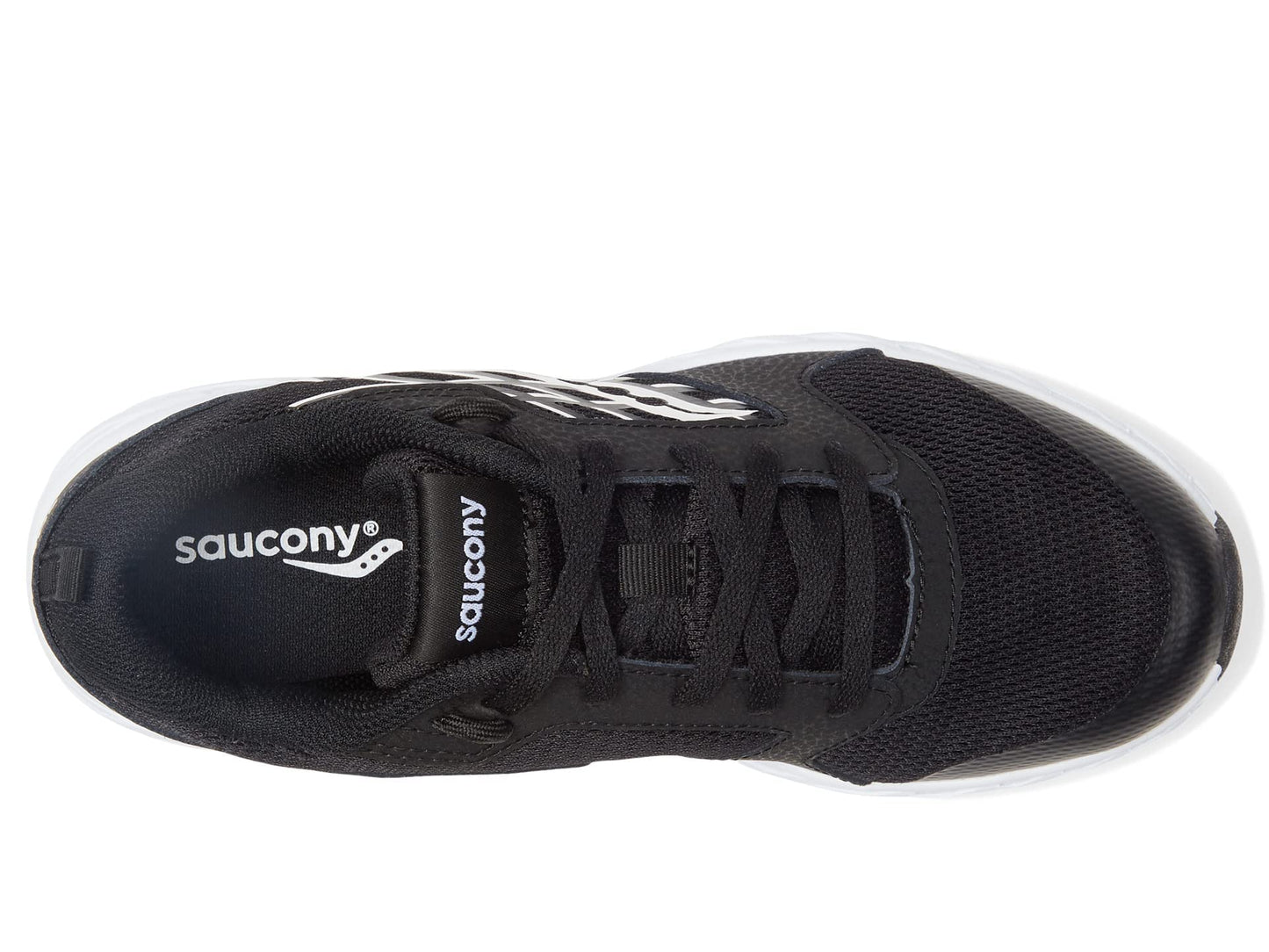 Saucony Unisex Kid's Wind 2.0 Running Shoe, Black/White, 6 Medium
