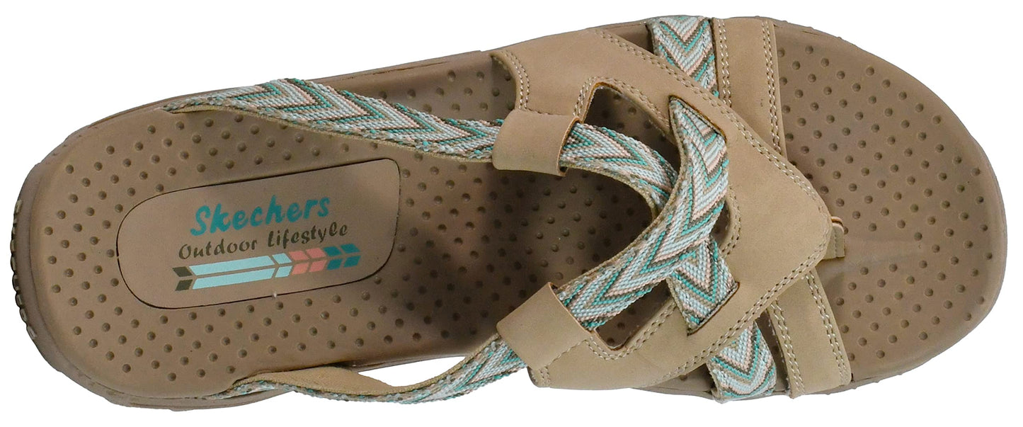 Skechers Womens Reggae - Soundstage Slide Multi-Strap Sandal, Taupe, 11 M US