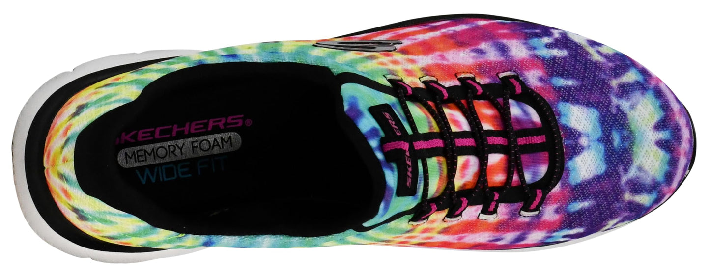 Skechers Women's Summits - Looking Groovy Sneakers, Black/White Multi, 10 W US