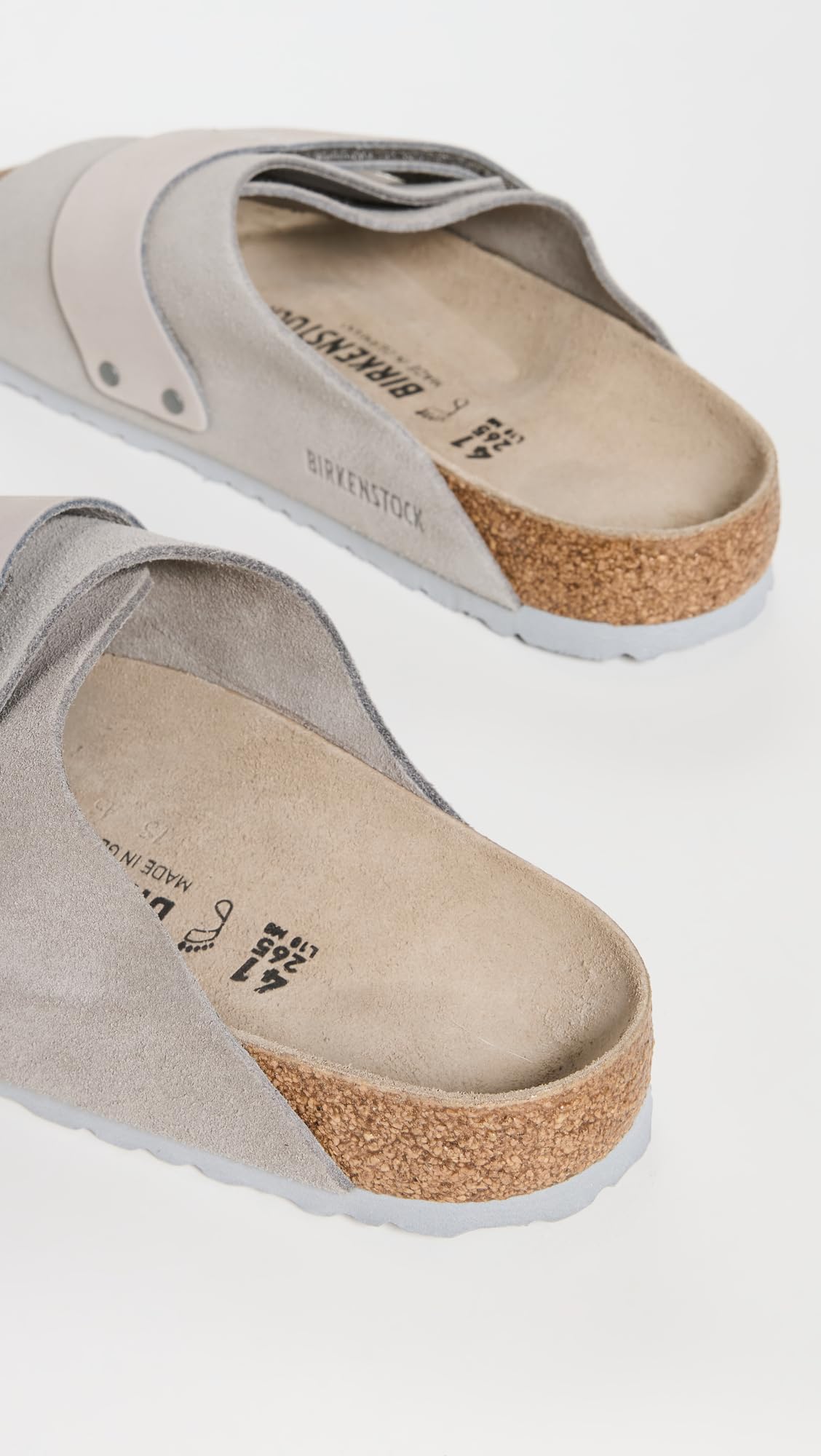Birkenstock Men's Kyoto Grip Suede Slides, Stone Coin, Grey, 10 Medium US