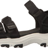 Skechers womens D'lites - Fresh Catch Wedge Sandal, Black, 9 US