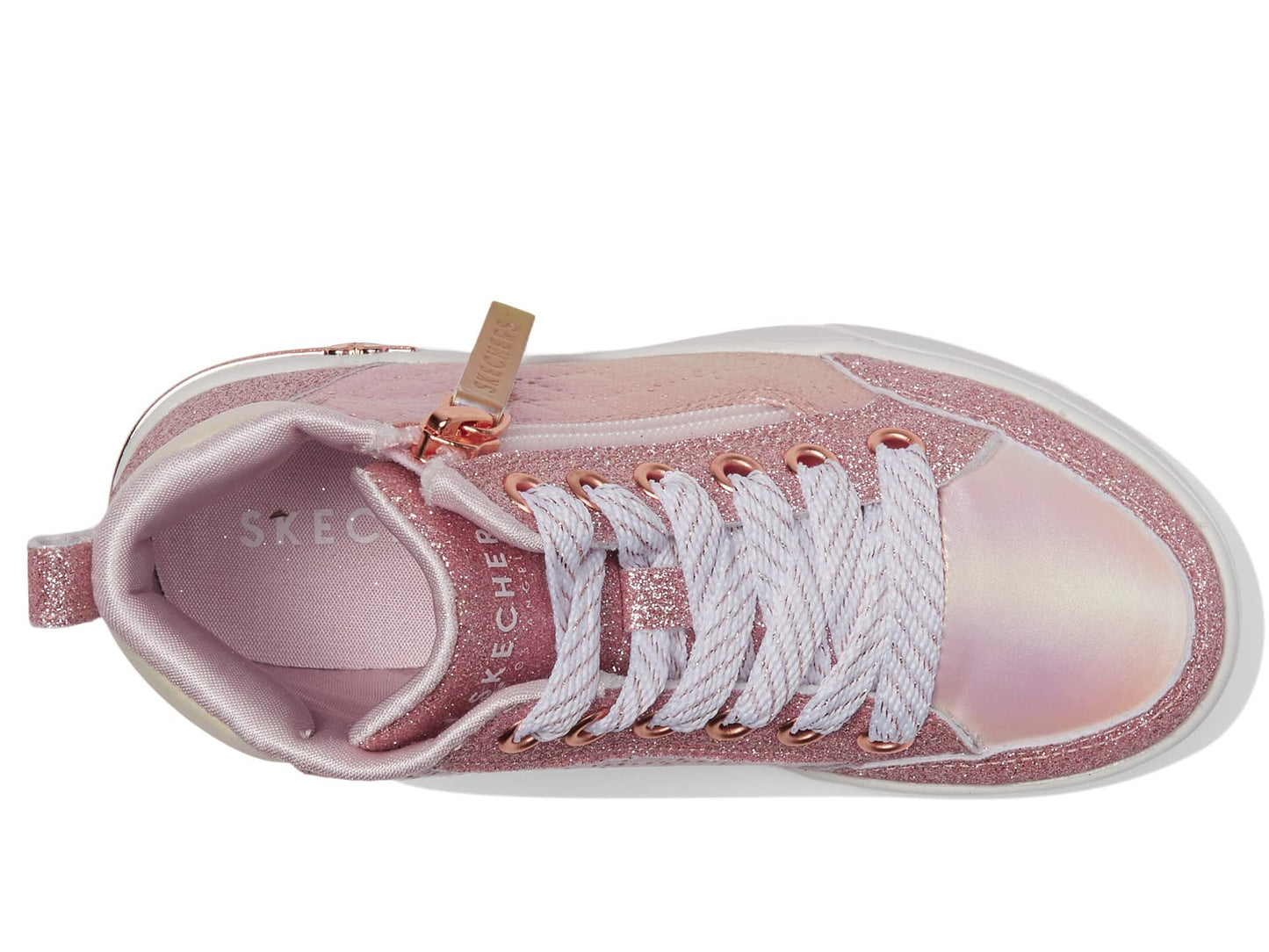 Skechers Kids Shoutouts - Glimmer Zip Sneaker, Rose Gold, 5.5 Big Kid