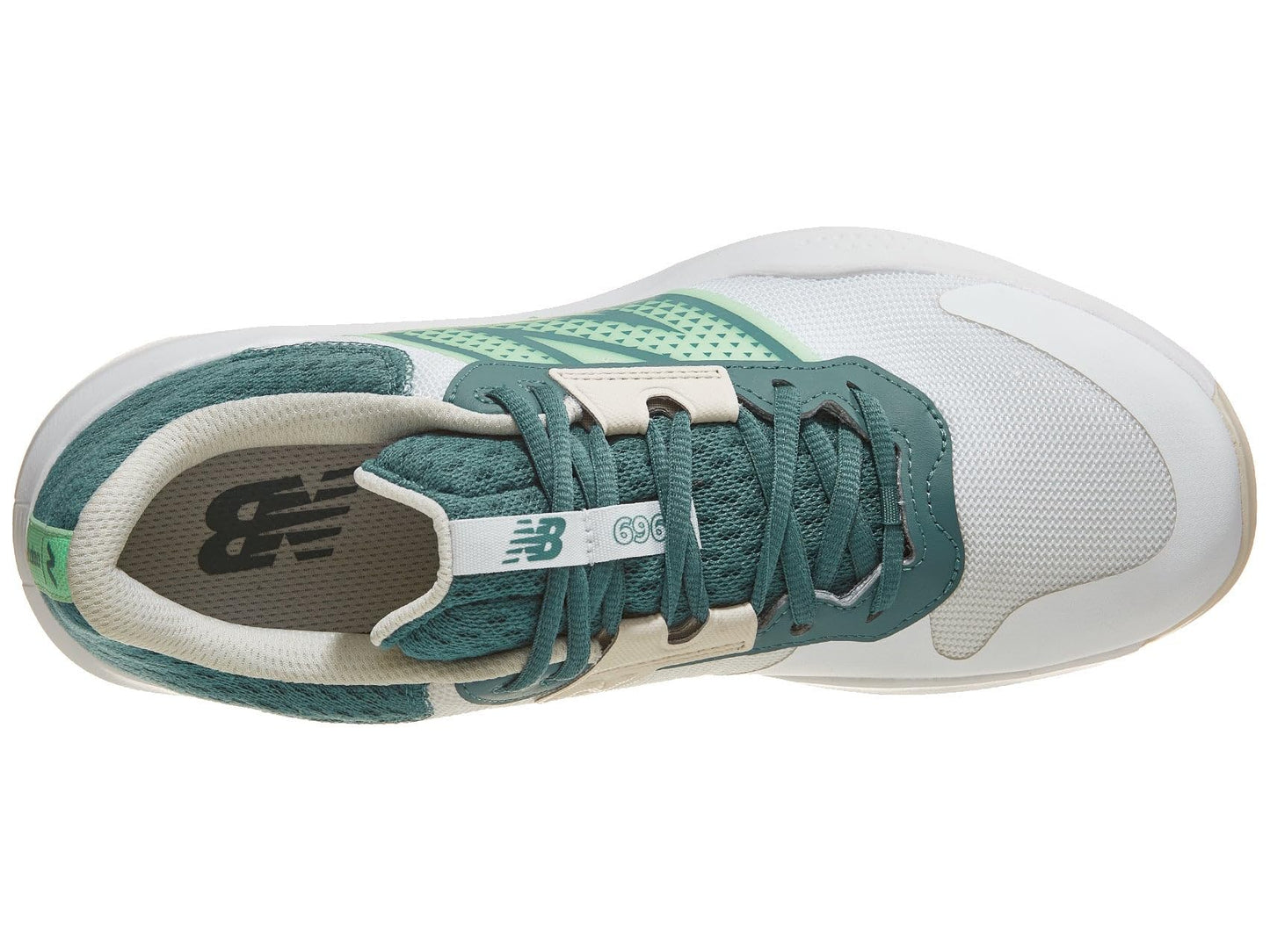 New Balance Men's 696 V6 Hard Court Tennis Shoe, White/Green, 10