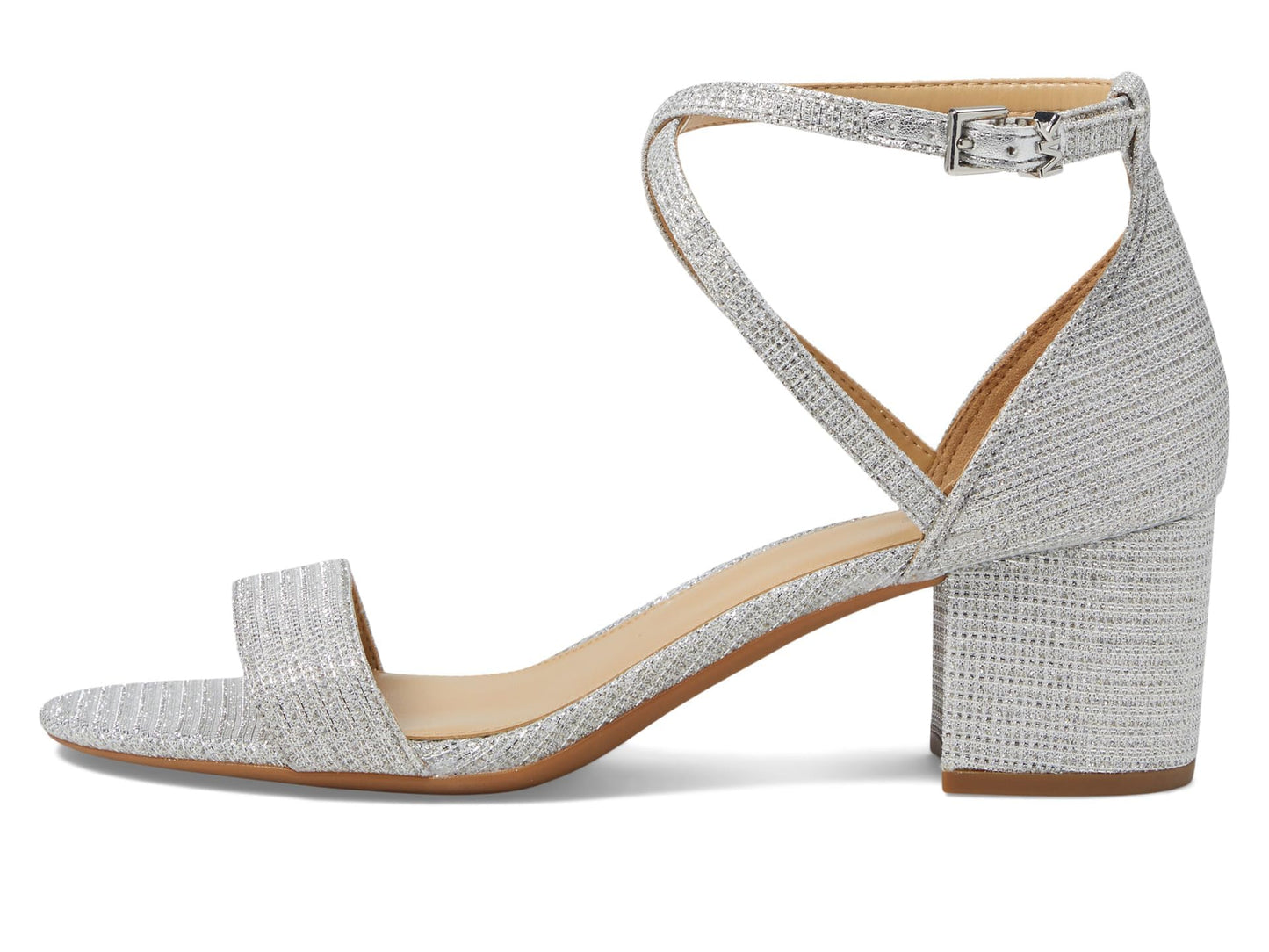 Michael Kors Women's Serena Flex Sandal, Silver/Glitter, 8.5