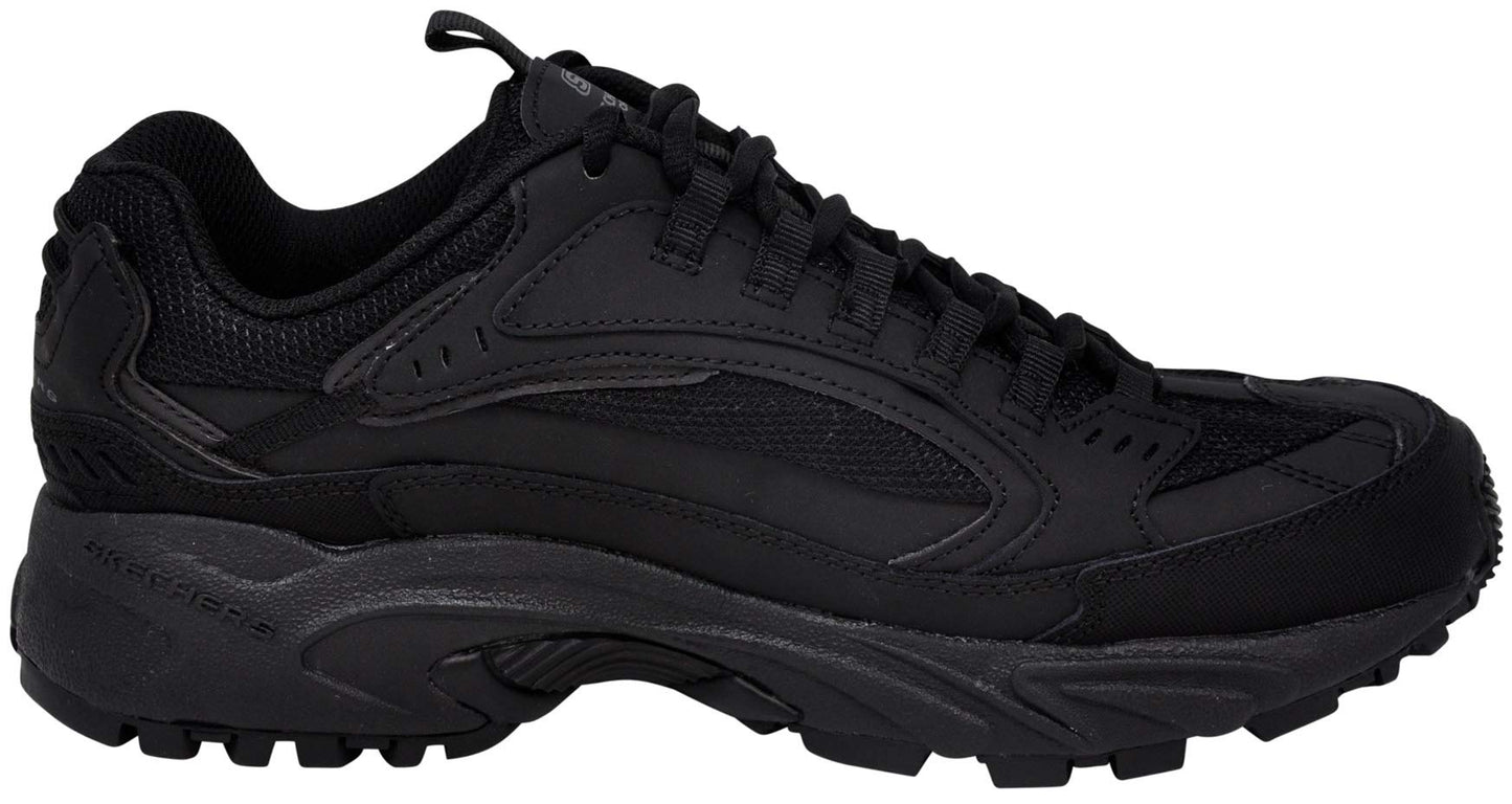 Skechers Men's Stamina-Nuovo lace up Sneaker,Black/Black, 11.5