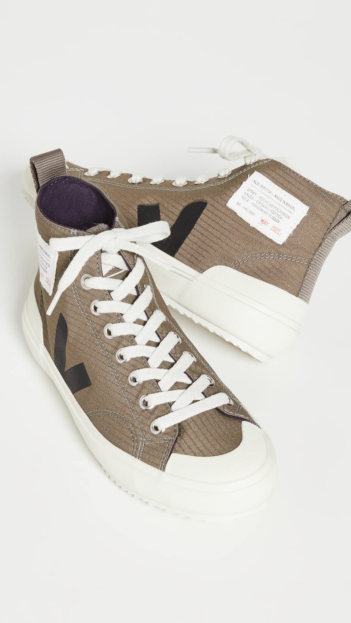 Veja Women's Nova High Sneakers, Kaki/Black, 5 Medium US
