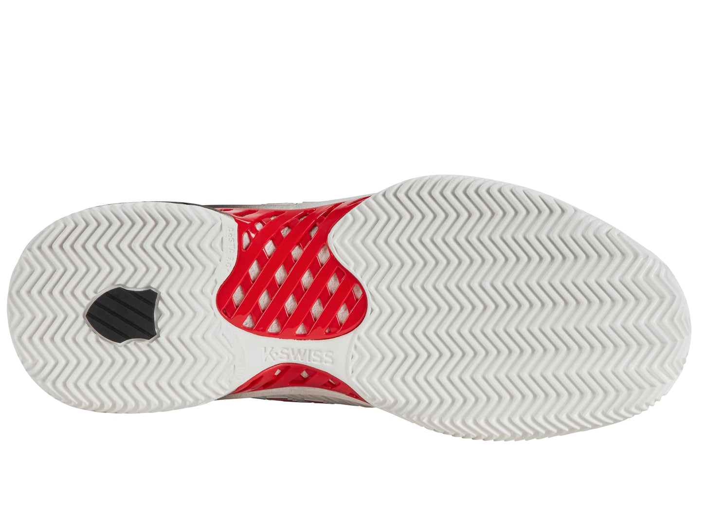 K-Swiss Men's Hypercourt Express 2 HB Tennis Shoe, Bright White/Stretch Limo/High Risk Red, 14 M