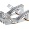 Stuart Weitzman Crystal Fleur 60 Slide Silver/Clear 8.5 B