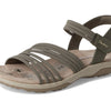 Skechers Women's REGGAE SLIM - COFFEE RUN, Adjustable Stretch Gore Sling Back Sandal, Olive, 8M