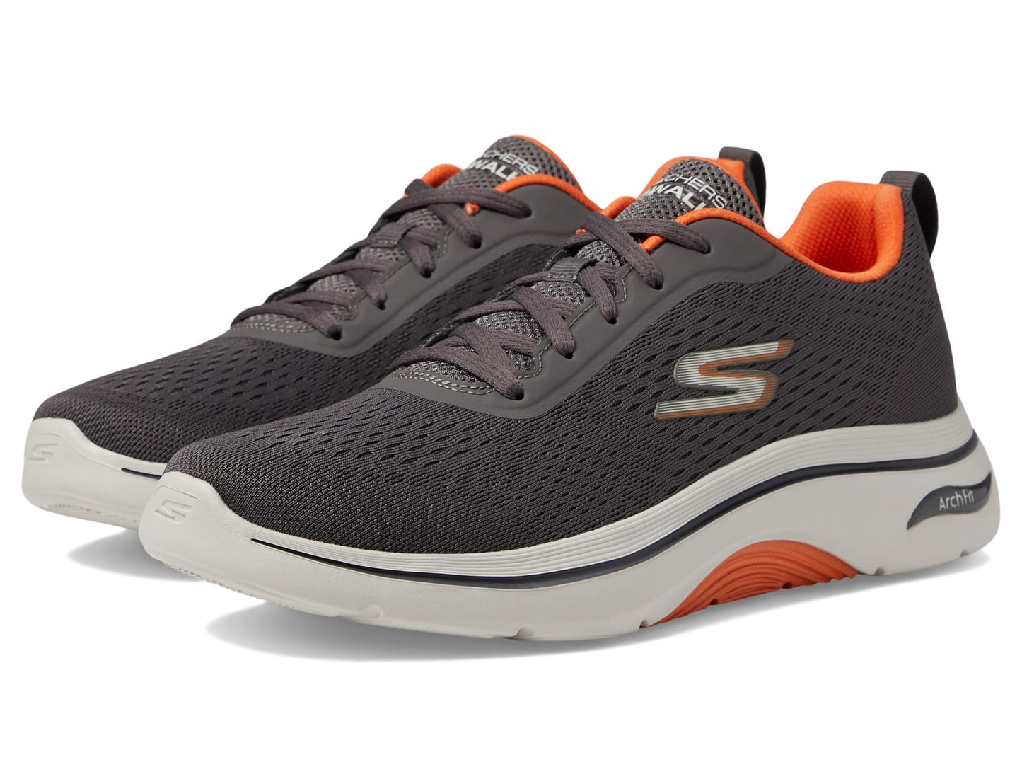 Skechers Men's Go Walk Arch Fit 2.0 Sneaker, Charcoal/Orange, 10