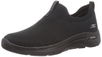 Skechers Women's Go Walk Arch Fit Iconic Sneaker, Black/Black, 5 Wide