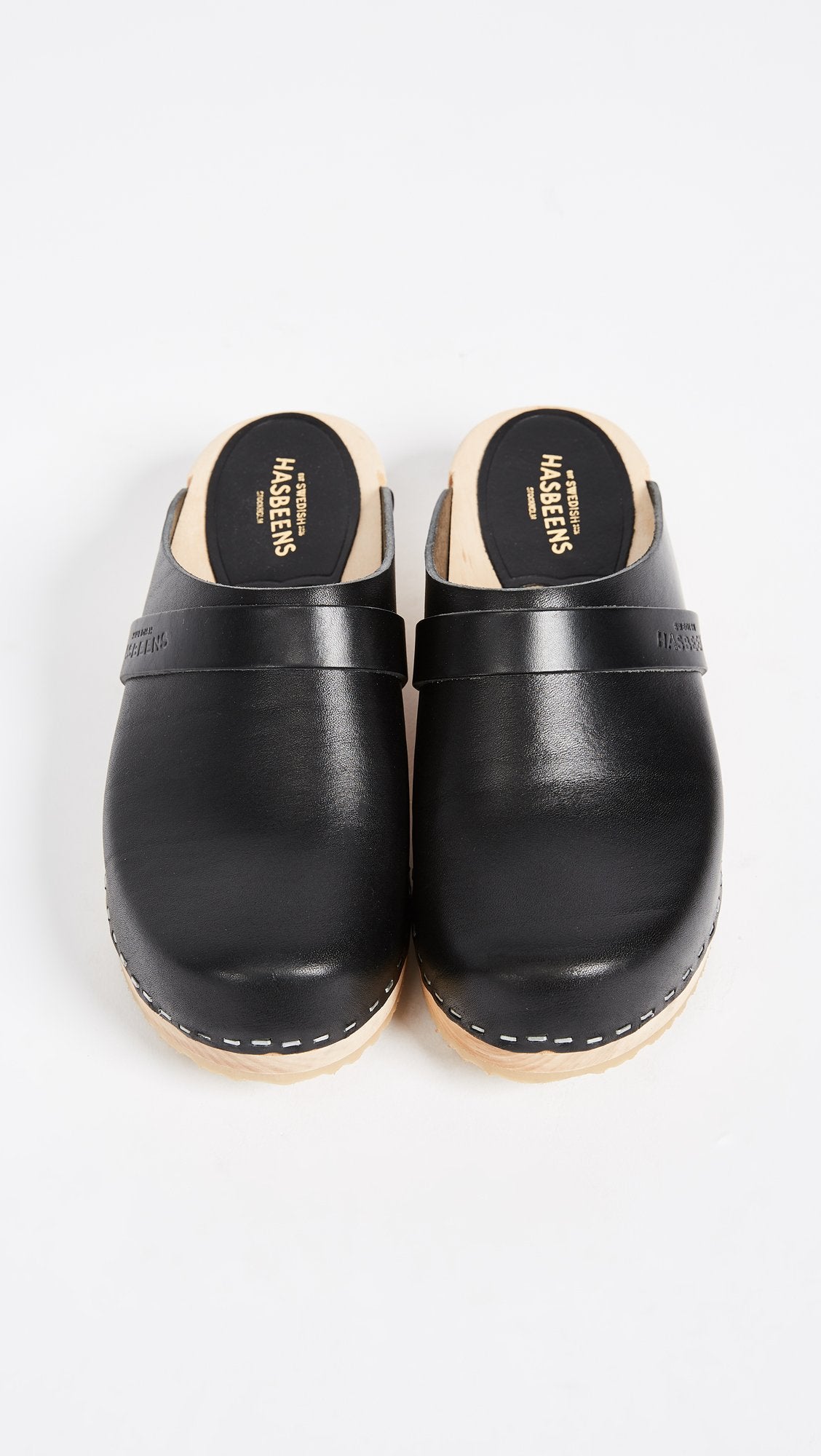 swedish hasbeens Women's Swedish Husband Clog,Black/Nature,8 M US