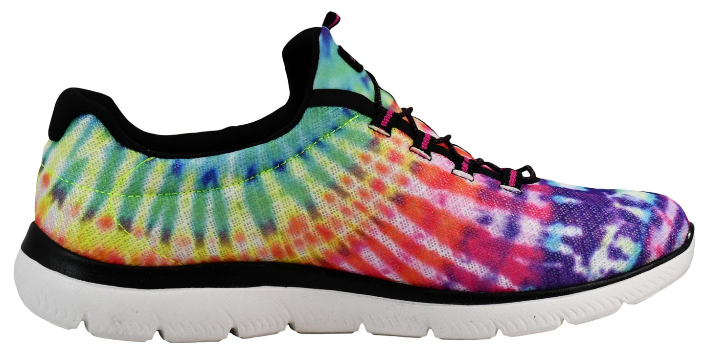 Skechers Women's Summits - Looking Groovy Sneakers, Black/White Multi, 10 W US