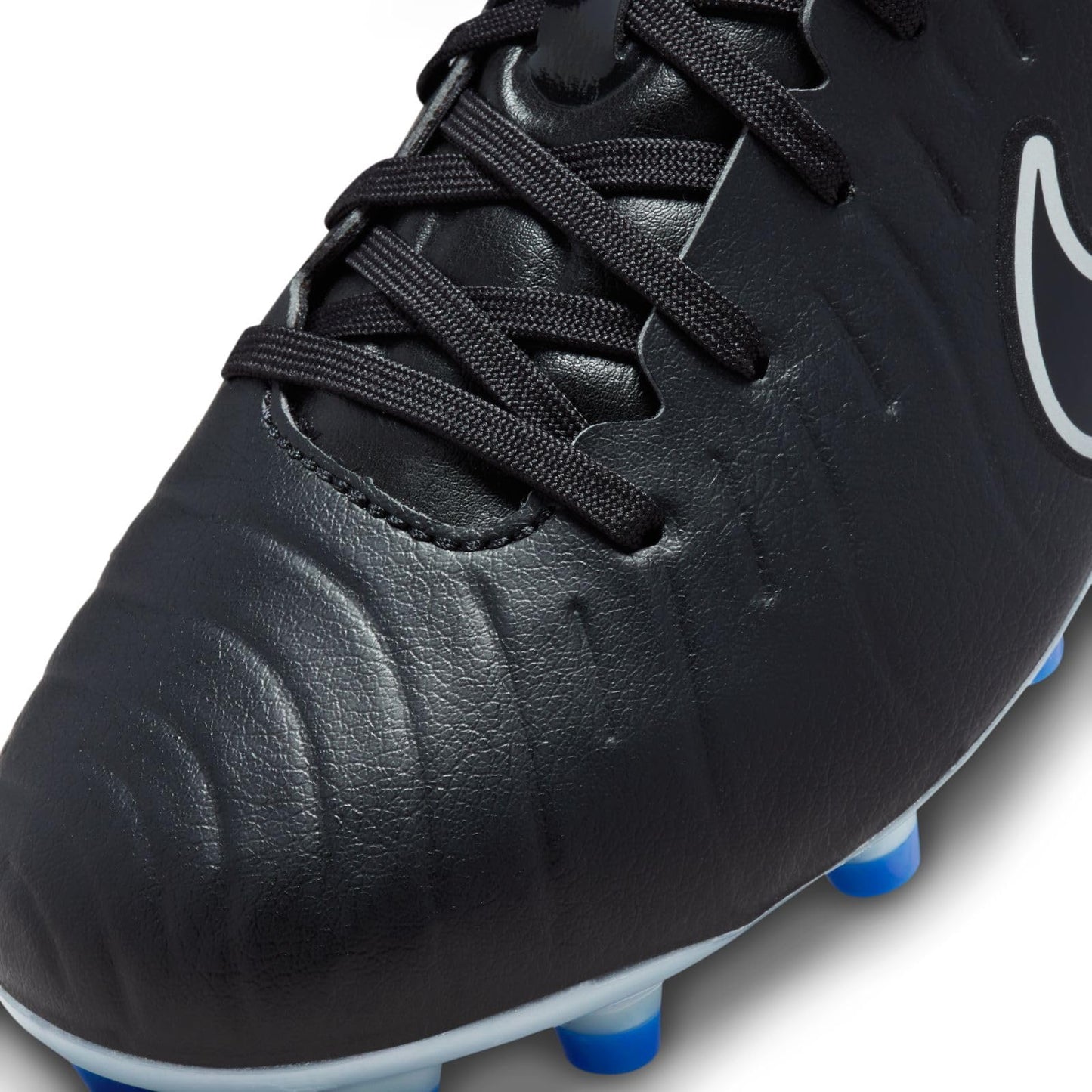 Nike Jr. Tiempo Legend 10 Academy Little/Big Kids' Multi-Ground Low-Top Soccer Cleats (DV4348-040, Black/Hyper Royal/Chrome) Size 4.5