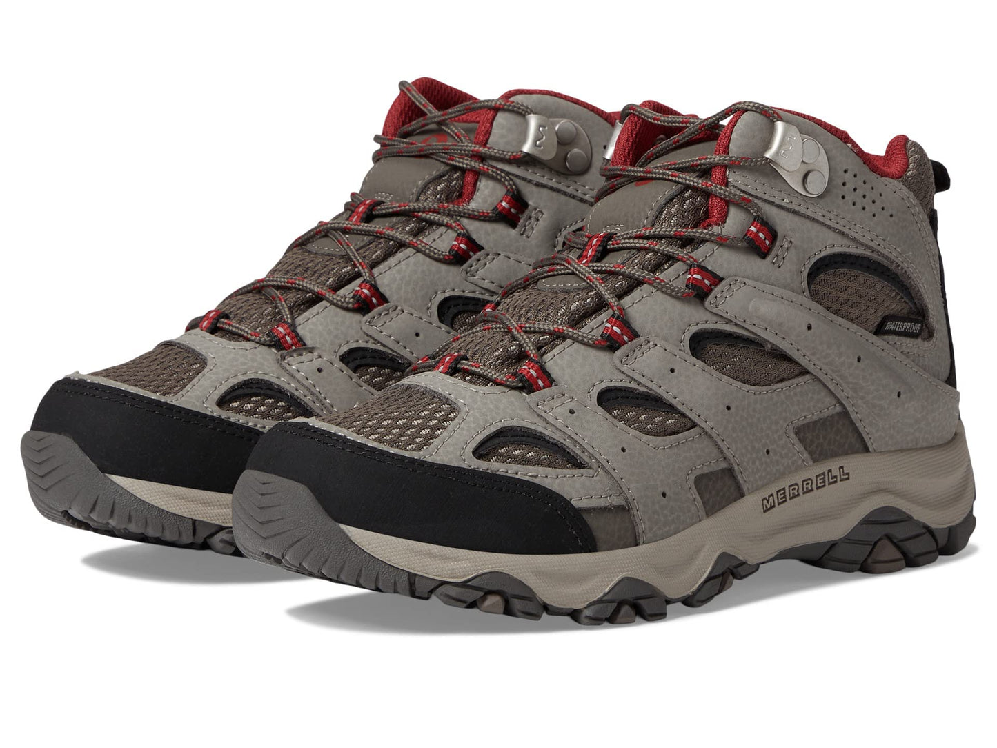 Merrell Unisex Kid's Moab 3 Mid Waterproof Hiking Shoe, Boulder/RED, 2 Wide