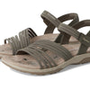 Skechers Women's REGGAE SLIM - COFFEE RUN, Adjustable Stretch Gore Sling Back Sandal, Olive, 8M