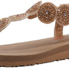 Skechers Women's Meditation-Stars And Sparkle Thong Sandal Rose Gold 6 Wide