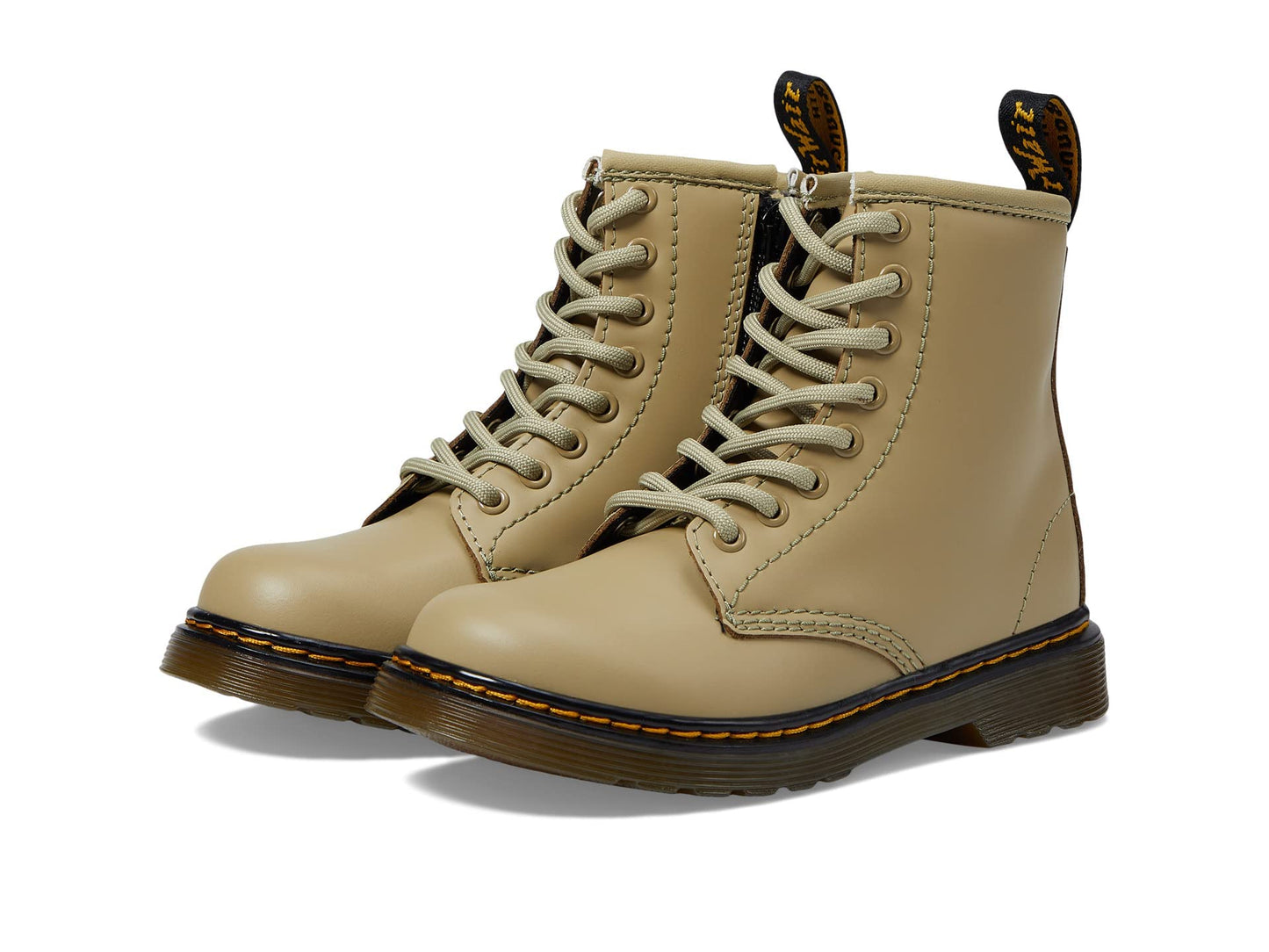 Dr. Martens Kid's Collection 1460 Lace Up Fashion Boot (Little Kid/Big Kid) - Boots for Kids - Rubber Outsole Pale Olive 11 UK (US 12 Little Kid) M
