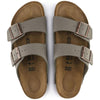 Birkenstock Unisex Arizona Birko-Flor Nubuck Leather Wide Mules, Grey Stone, 10