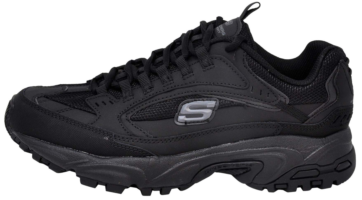 Skechers Men's Stamina-Nuovo lace up Sneaker,Black/Black, 11.5