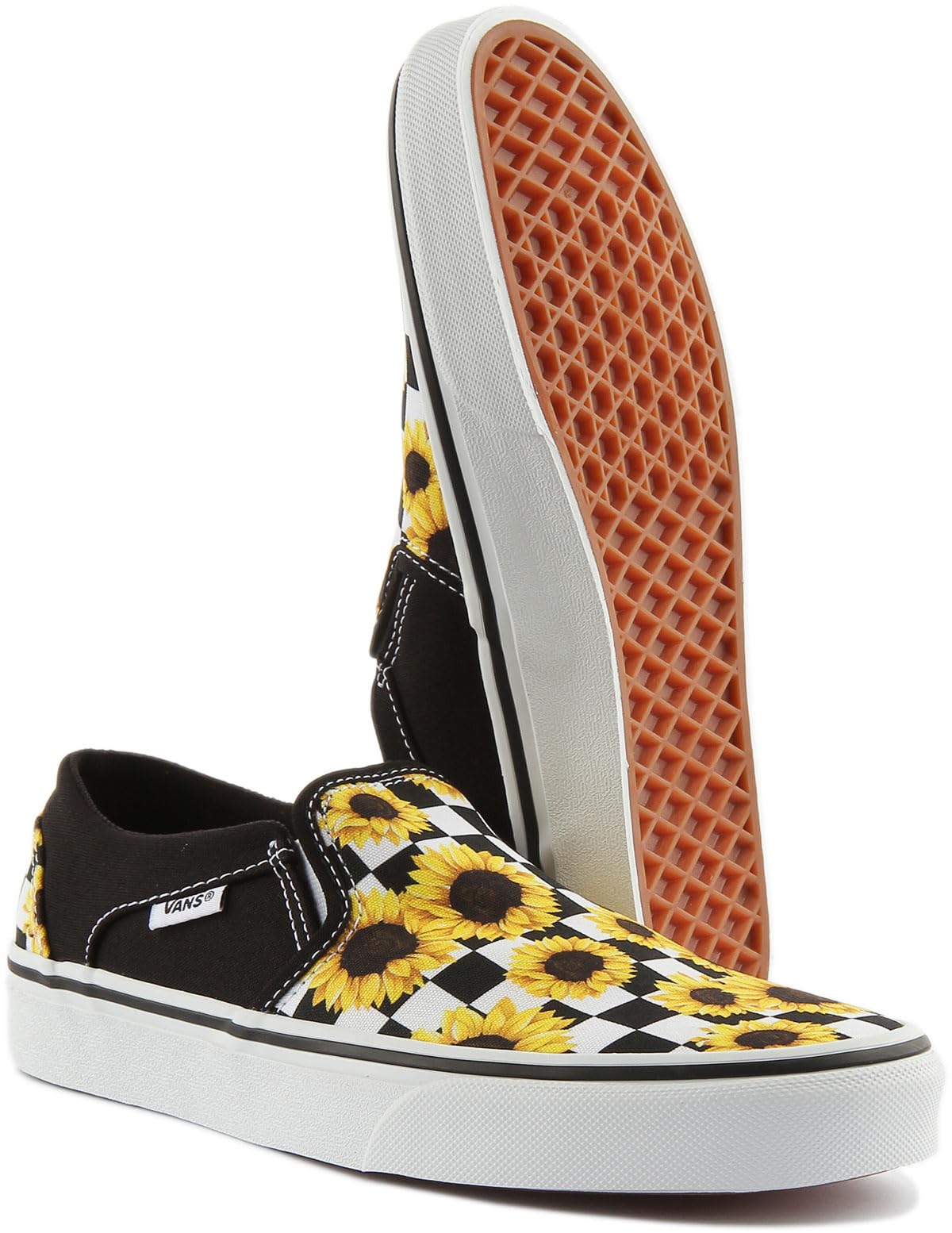 Vans Women's WM Asher Sneaker, Sunflower Checker Multi White, 6