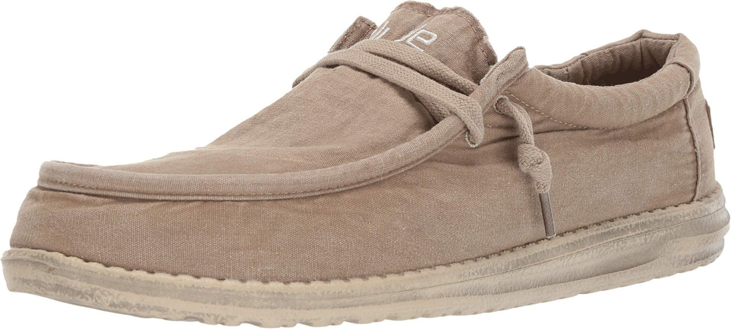 HEYDUDE Men’s Wally Washed Chestnut Size 8 | Men’s Shoes | Men’s Lace Up | Comfortable & Light-Weight