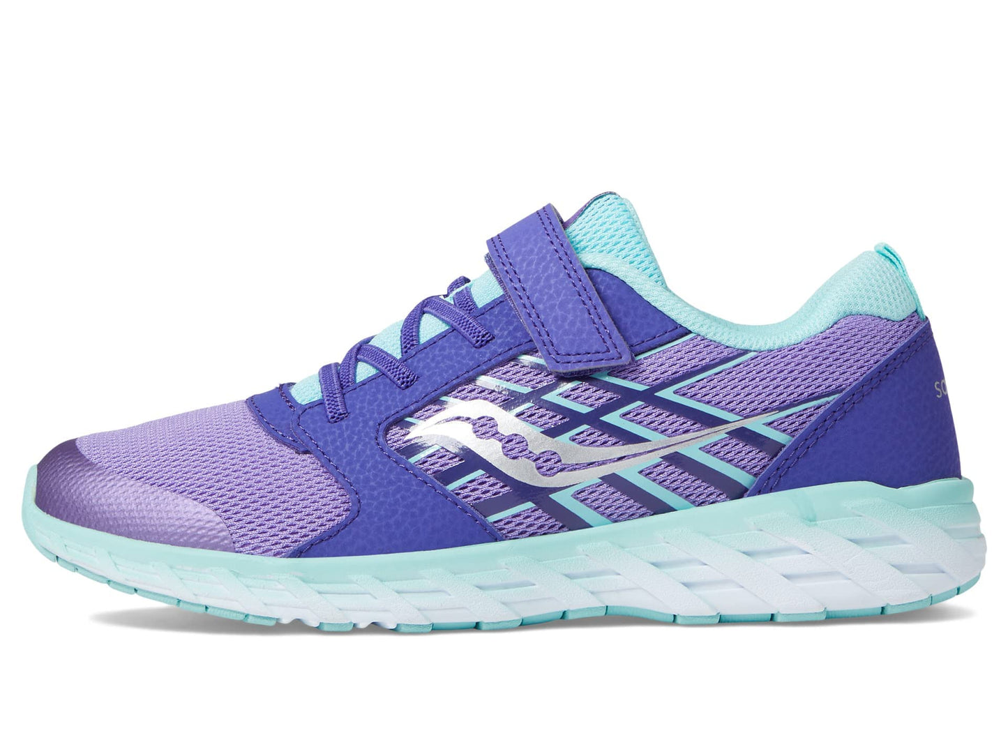 Saucony Wind Alternative Closure 2.0 Running Shoe, Purple/Turq, 4 US Unisex Big Kid