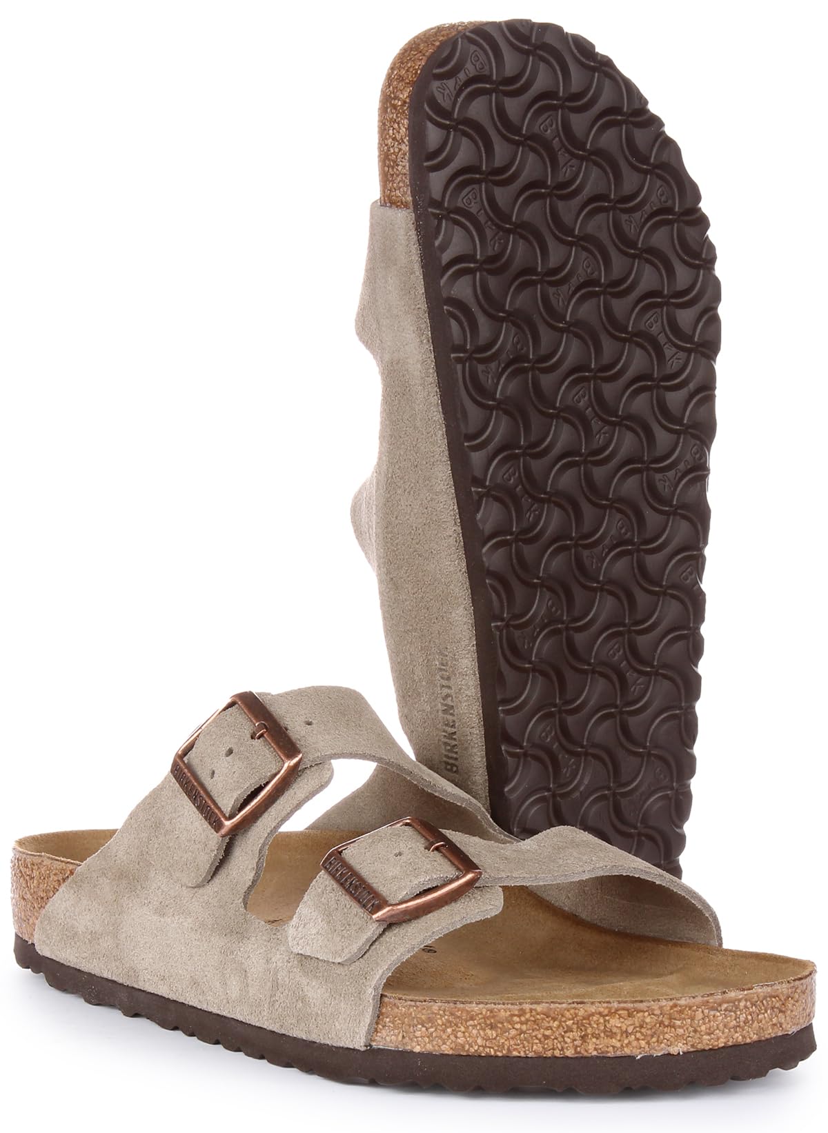 Birkenstock Classic Arizona Leather Unisex Adult Mules, Grey Taupe, 7
