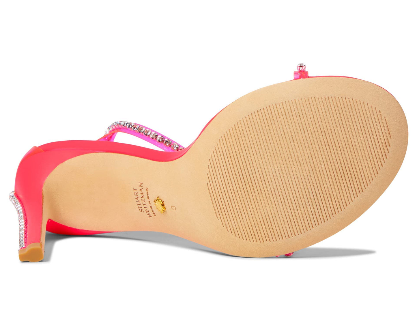 Stuart Weitzman Nudistglam 100 Sandal Neon Pink/Neon Pink/Clear 8.5 B