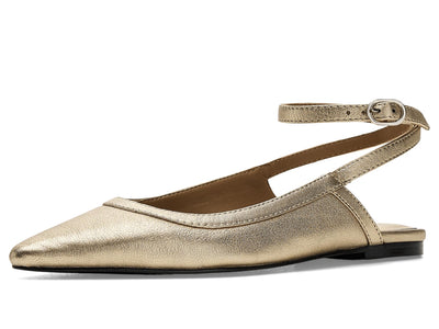 Free People Womens Jules Point Flat, Gold, 8 Medium