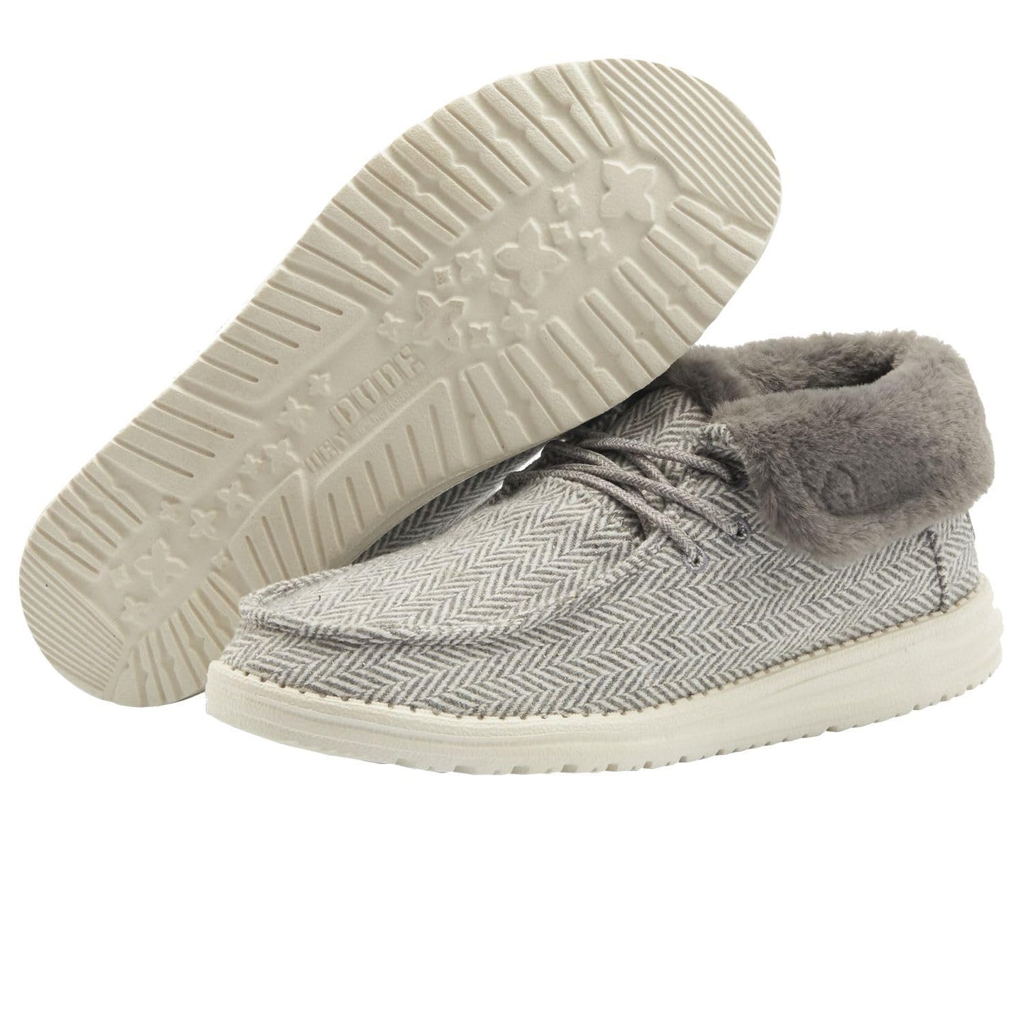 Hey Dude Women's Britt Herringbone Grey Size 7 | Women’s Shoes | Women’s Lace Up Boots | Comfortable & Light-Weight