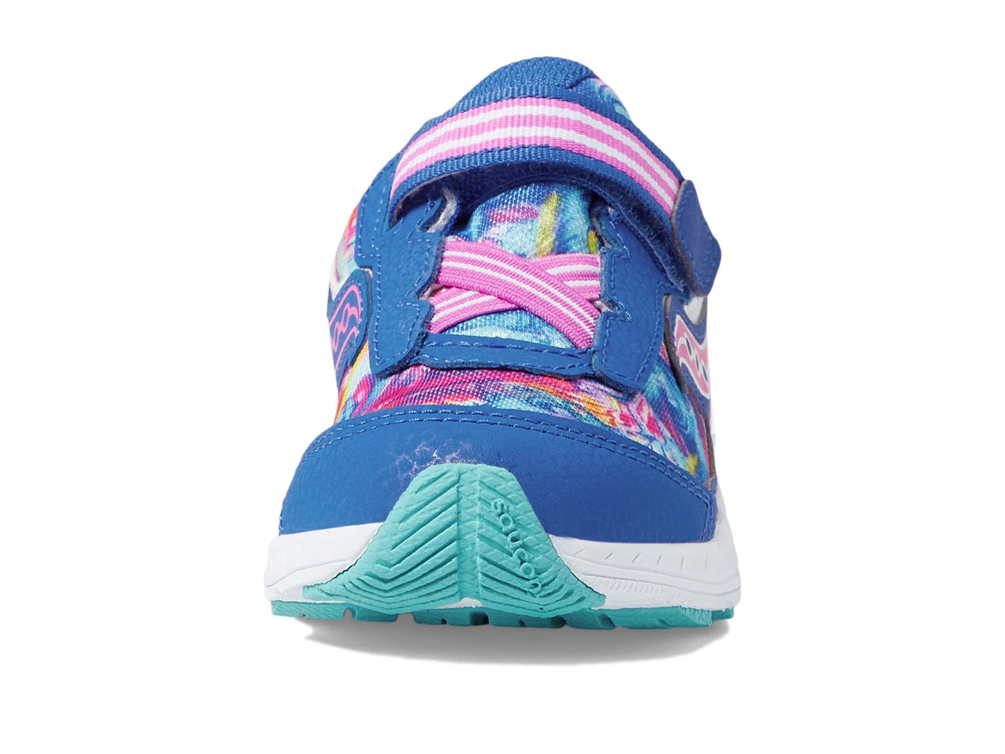 Saucony Ride 10 JR Running Shoe, Blue/Swirl, 8 Wide US Unisex Little_Kid