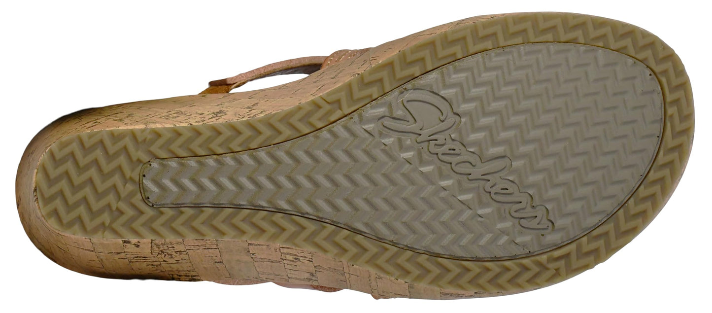 Skechers Women's Beverlee - Tiger Posse Wedge Sandal, Tan, 6 M US