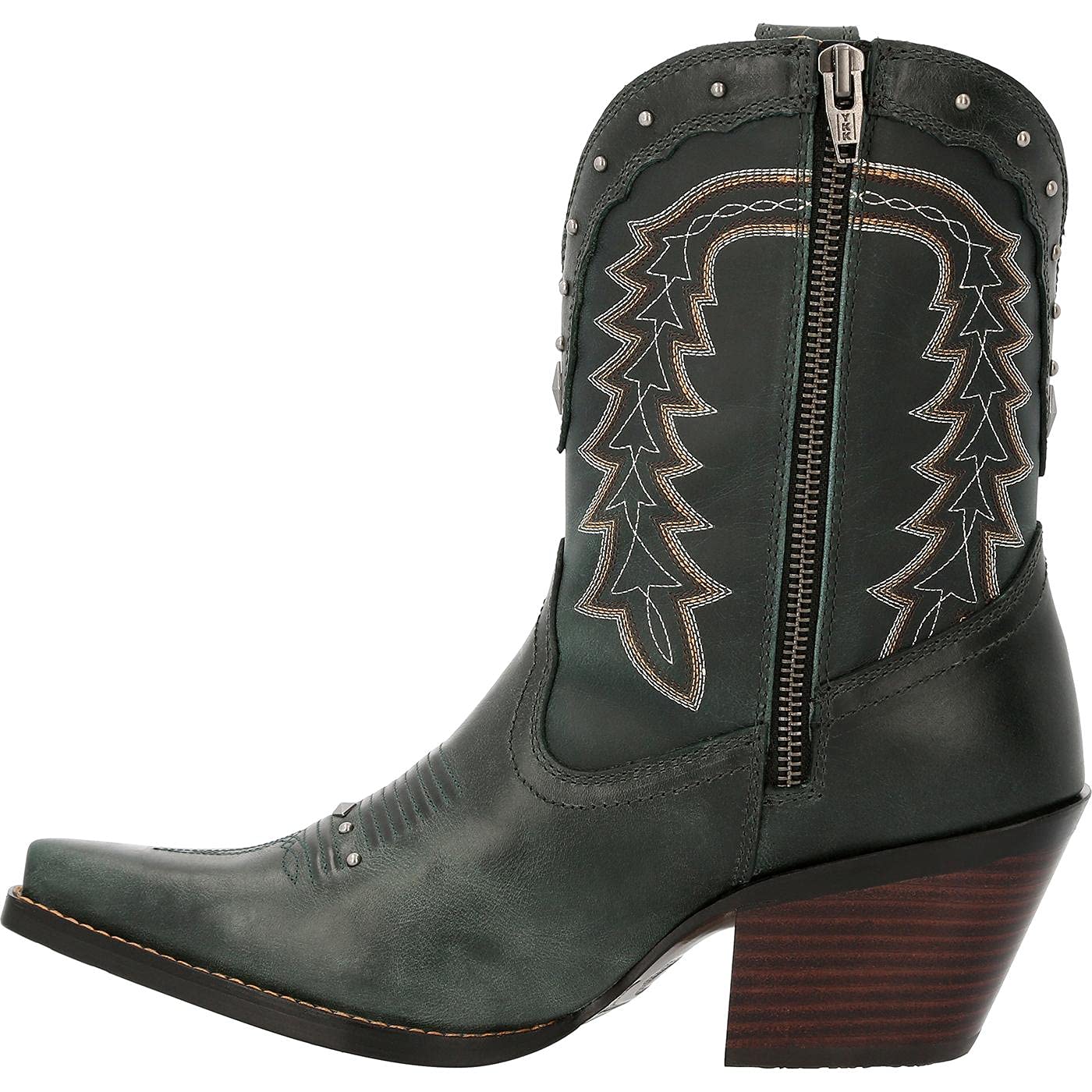 Durango Crush Women's Vintage Teal Bootie Western Boot, Saddle Brown And Demin Blue, Size 8(M)